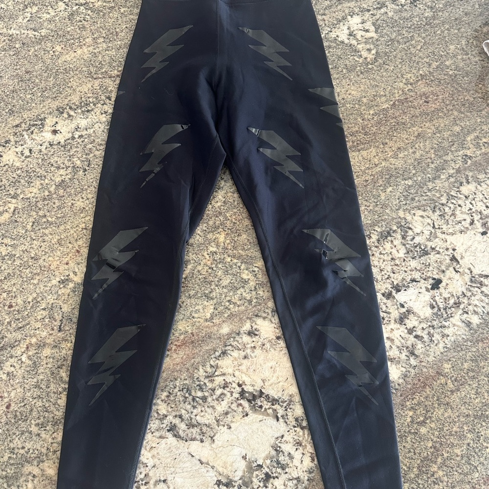 Ultracore Black Leggings with Lightning Bolt Design